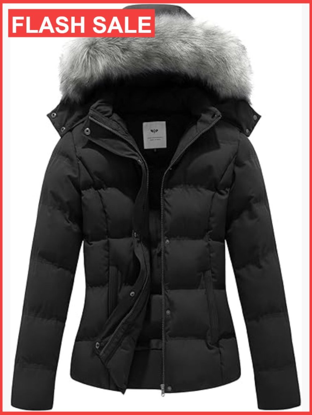 Warm Winter Puffer Coat Hooded Quilted Jacket Removable Fur Plus Size